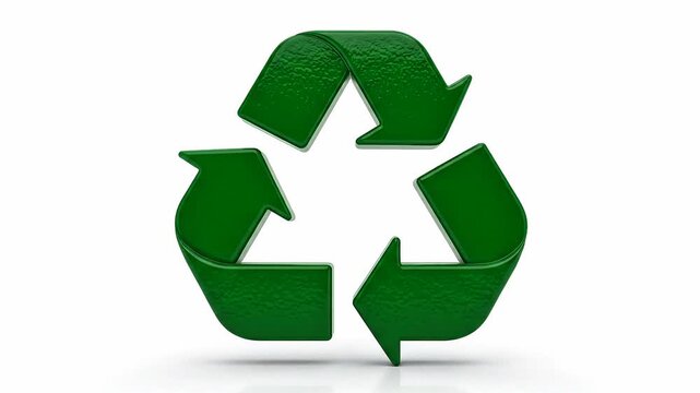 Recycling Symbol: A 3D rendering of the universal recycling symbol, depicted in a vibrant green hue, conveys the importance of sustainability and environmental consciousness.