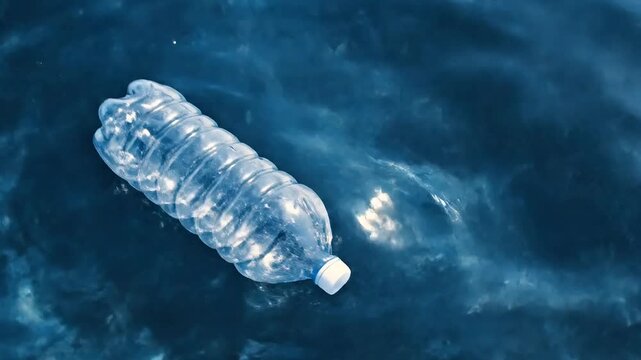 Plastic bottle floating on the sea