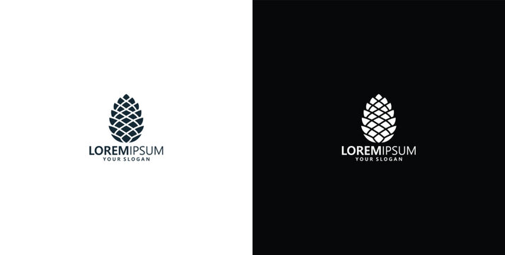 Minimalist pine cone logo design concept for natural branding, featuring an abstract graphic element suitable for businesses seeking an organic and sophisticated identity