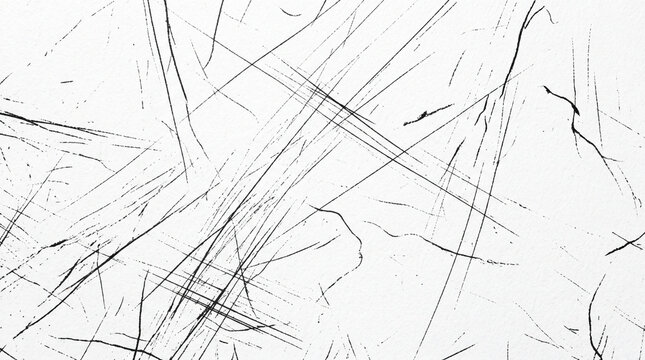 Abstract White Background with Black Scratched Texture and Grunge Lines for Artistic Design