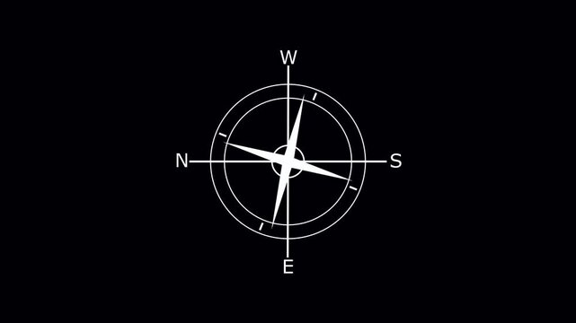 Compass icon animated. Compass line icon on the Alpha Channel. Background for navigation, GPS, travel, and direction concepts.