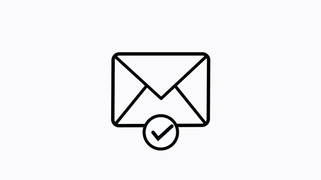 Glowing neon blue email box and check mark icon. Mail box with check mark.4k video