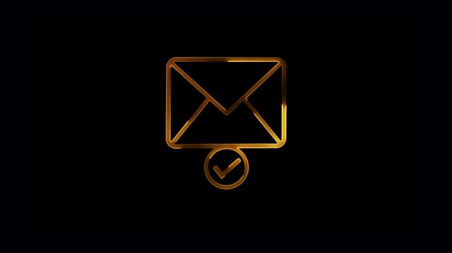 Glowing Neon Mailbox with Check Mark Verified Email Notification Icon Animation