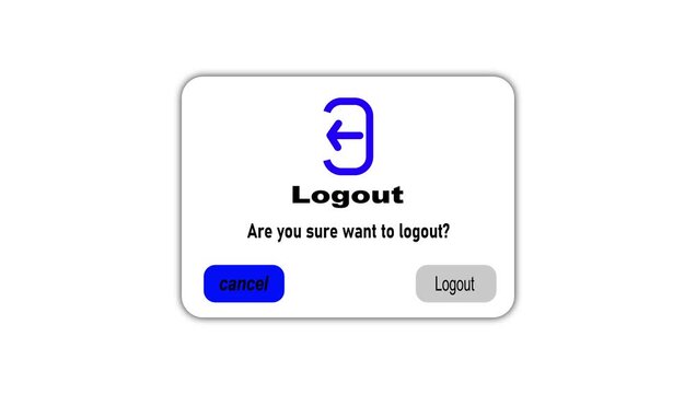 App Logout Confirmation Window Animation, User Interface Popup with Cancel and Sign Out Options for Account Security and User Interaction