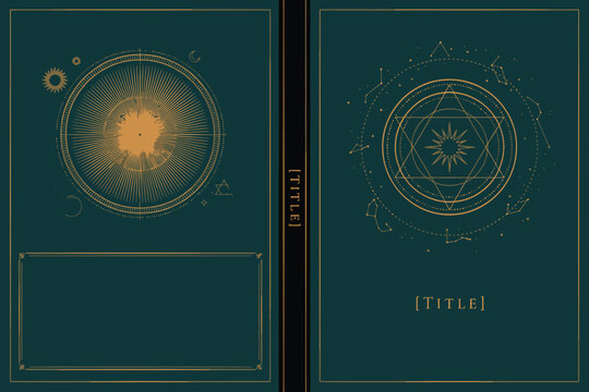 Mystical celestial sun and moon book cover art for magical stories.