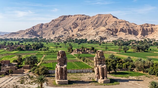 Egypt Colossi of Memnon Monument Landscape