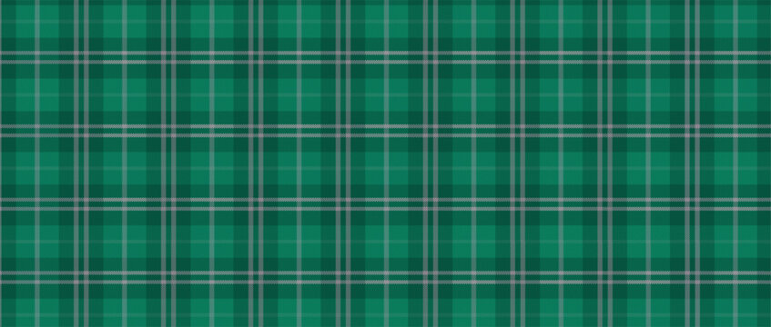 Seamless green plaid tartan pattern. Classic scottish checkered background. Geometric retro vintage vector illustration for flannel shirt, fabric textile print, wrapping paper, holiday wallpaper.