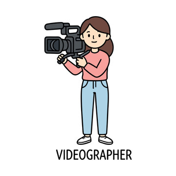 Videographer operating professional video camera and rig vector illustration