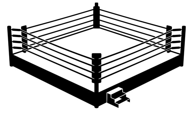 Empty Boxing Ring Top Perspective Black Silhouette Vector