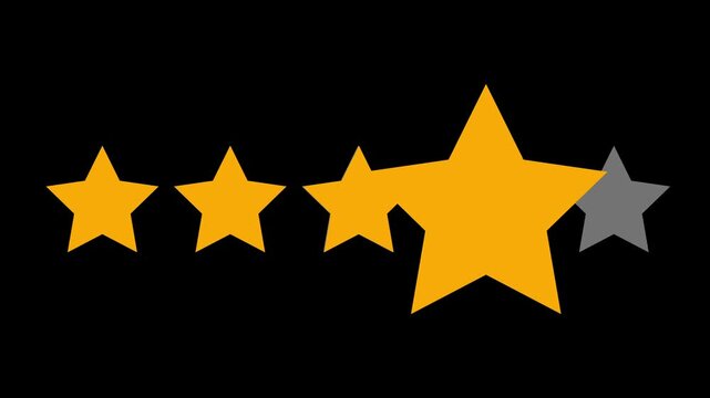 Five star rating icon animated video.