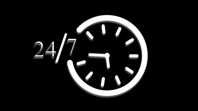 24 hours 7 days clock timer icon. time lapse of clock timer.