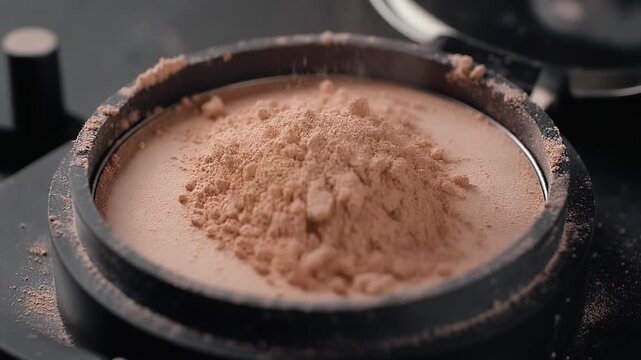 Face powder settling in a compact