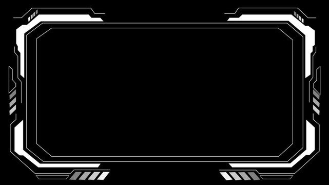 Glowing colored frame with moving lines on a transparent alpha channel background in a seamless loop. Decorative glowing neon frame , effect rectangle frame Loop background