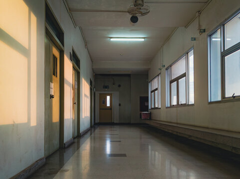 long corridor in evening