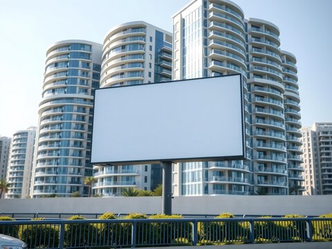 Modern high-rise buildings with large billboard