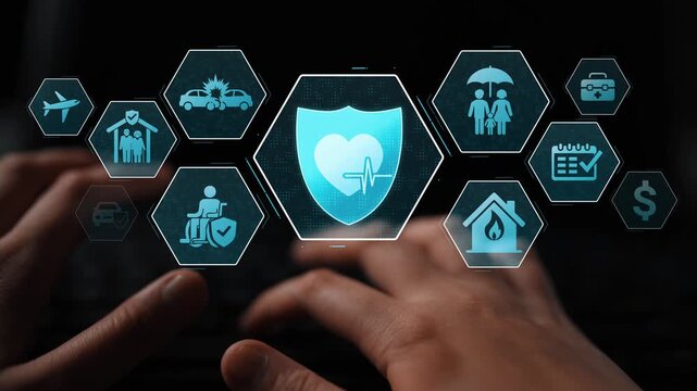 Security and insurance concept showing protection coverage for health, travel, home, car, life, and financial safety, emphasizing trust and policy assurance Marrow