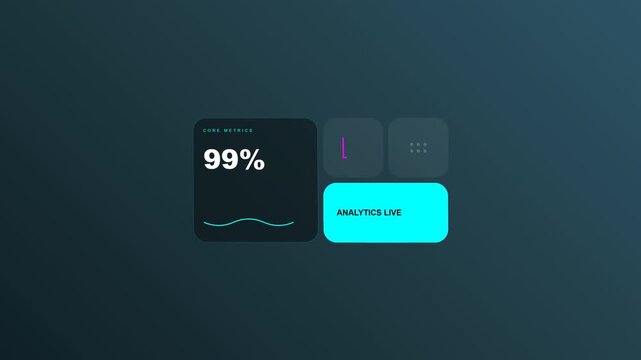 Digital interface displays data and progress indicators