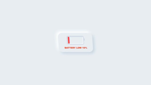 Low power battery indicator displaying energy depletion