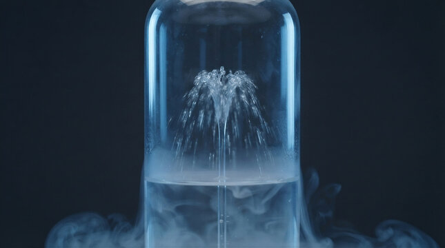 Liquid helium ii fountains upwards from capillary tube in glass dewar zero-viscosity thermomechanical effect