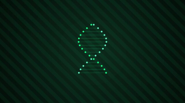 Abstract digital dna helix symbol on dark green textured background