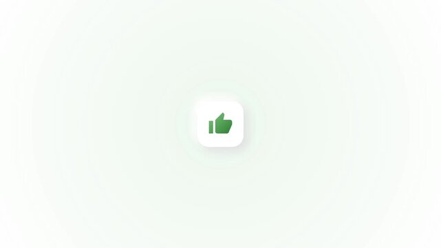 Green thumbs up icon animation approval positive feedback social media like symbol