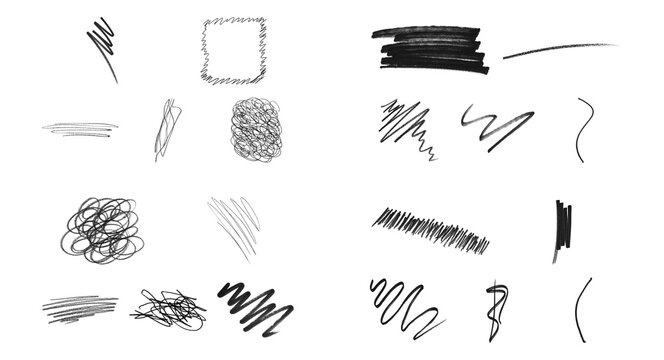 Pencil strokes and sketch lines graphic overlay PNG isolated on transparent background