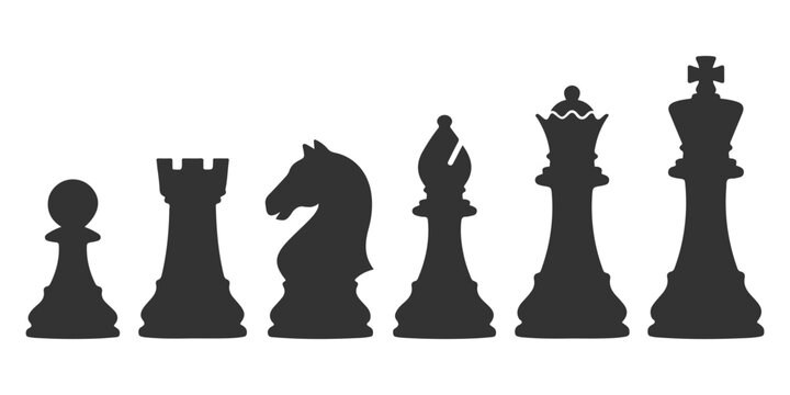 Set of black chess pieces silhouettes