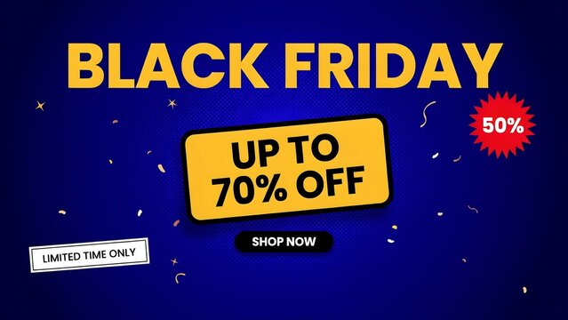Black Friday shopping promotion banner with 70 percent discount