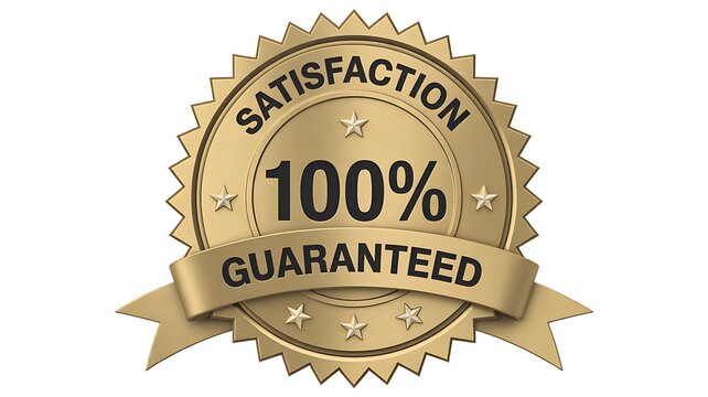Customer satisfaction guarantee badge representing quality service and positive business experience