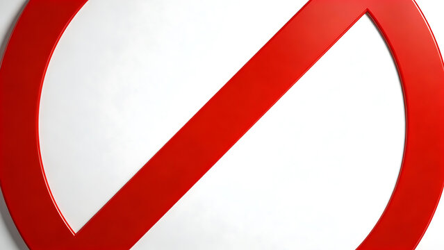 Red prohibition sign with diagonal slash on white background