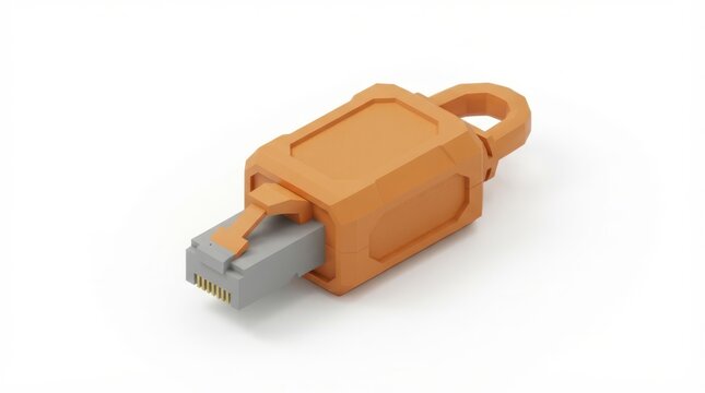 Orange ethernet loopback adapter isolated on a white background