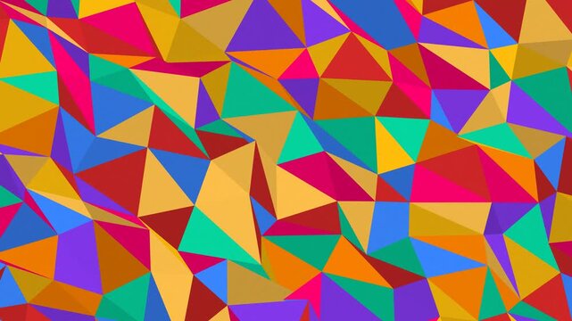 Seamless loop colorful retro pop low poly geometric triangle mosaic abstract background animation