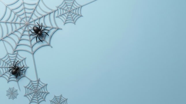 Black spider on intricate web design illustration