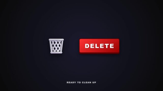 Animated Delete Button with Letters Moving into Trash Bin