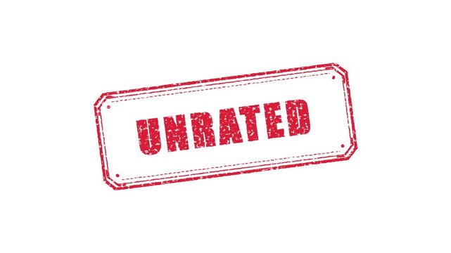 Grunge red unrated rubber stamp animation effect. 4K Video