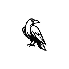 Obraz premium Stylized Black Raven Bird Silhouette Icon.