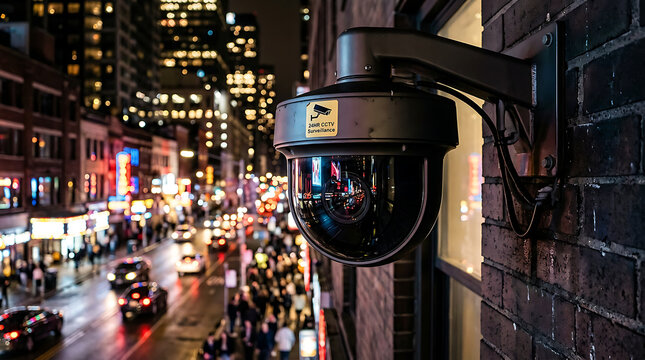 Urban Surveillance Camera Monitoring Nighttime Traffic.