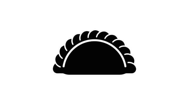 Black silhouette of a single empanada on a white background.
