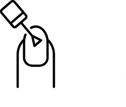Linear icon of a finger being painted with nail polish manicure cosmetic grooming treatment aesthetic
