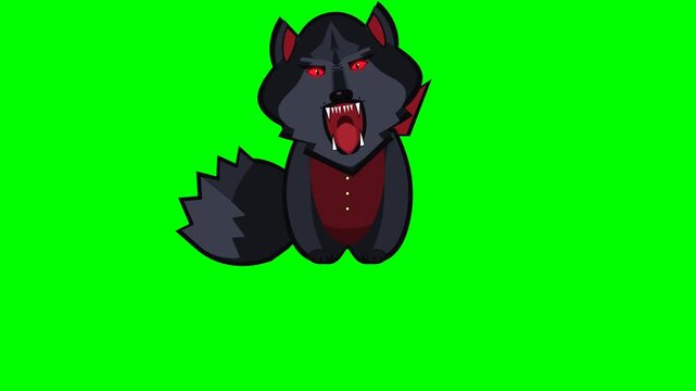 Animated Werewolf Roaring Cycle Green Screen Halloween