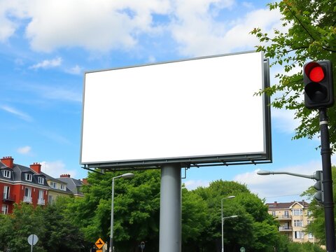 Large blank billboard in urban setting