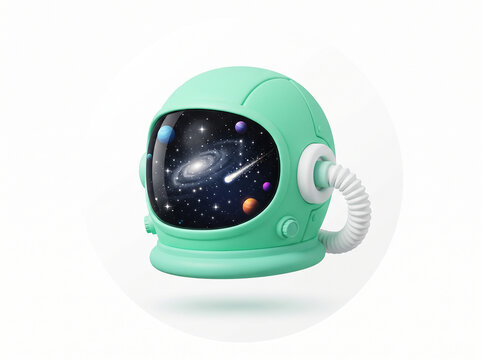 Minimalist astronaut helmet with galaxy reflection for space theme