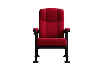 Obraz premium Single red padded theater seat with black metal armrests