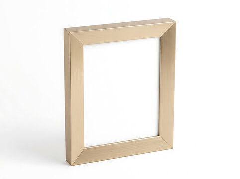 Empty gold shadow box frame isolated on white background