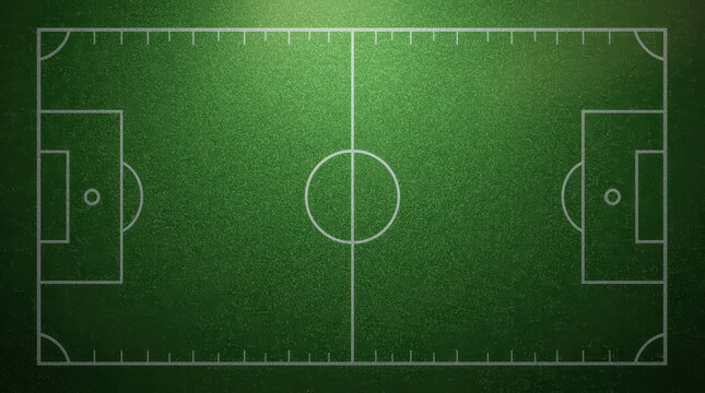 Abstract football field template with symmetrical layout and vivid green surface