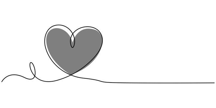 Hearts continuous one line art drawing, valentines day concept, heart love couple outline artistic isolated, Heart. Abstract love symbol. Continuous line art drawing vector illustration, Single doodle