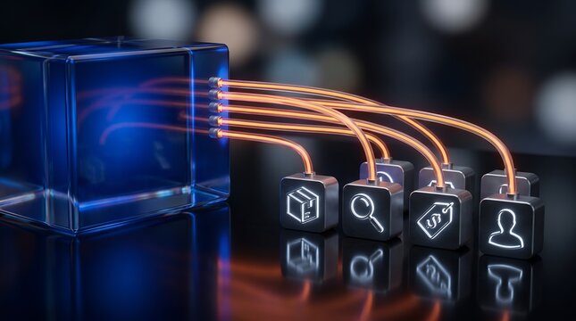Cyber Hardware Data System With Fiber Optic Connections To E-commerce Modules