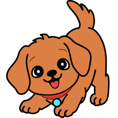 Fototapeta premium dog, animal, cartoon, puppy, pet, illustration, cute, fun, happy, brown, drawing, funny, pets, smiling