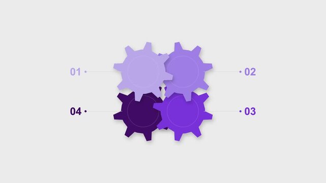 Four layered purple gears infographic design