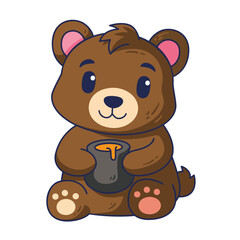 Fototapeta premium Cute Baby Brown Bear Character Vector Illustration